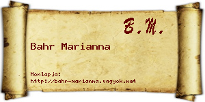 Bahr Marianna névjegykártya